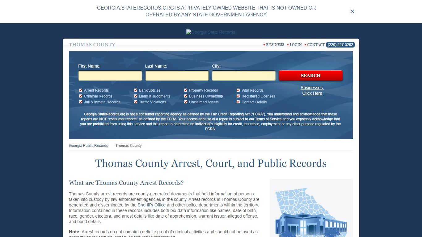 Thomas County Arrest, Court, and Public Records