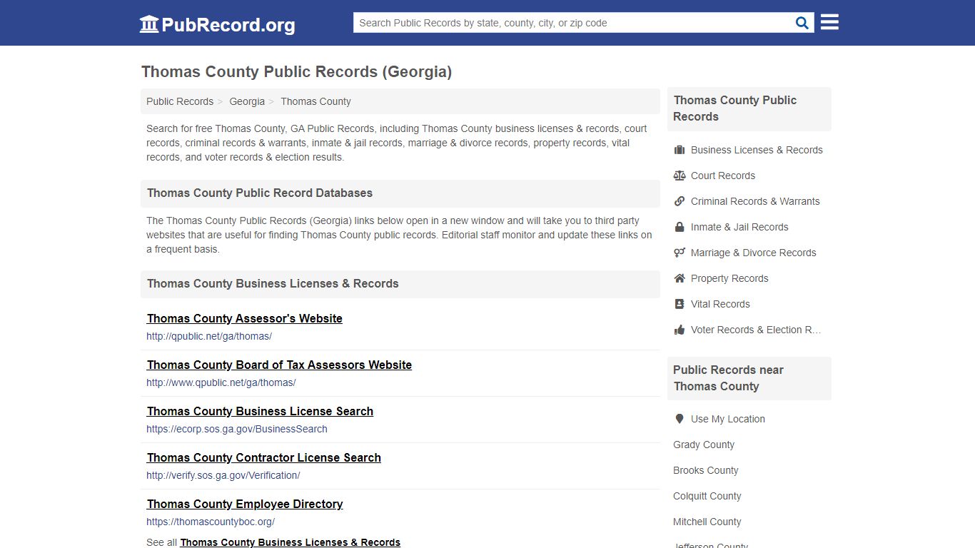 Free Thomas County Public Records (Georgia Public Records) - PubRecord.org